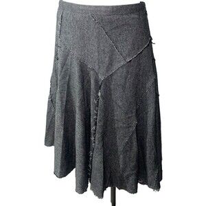 Oasis Women’s Wool A-Line Asymmetric Midi Skirt size 10/36 US4 Raw Hem Patchwork